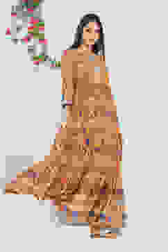 Mustard Cotton Tiered Dress image number 0