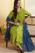 Mint Green Yarndyed Straight Cotton Kurta Set image number 0