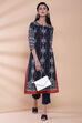 Black Cotton A-Line Printed Kurta