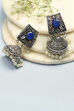 Oxidised Dark Blue Earrings image number 0
