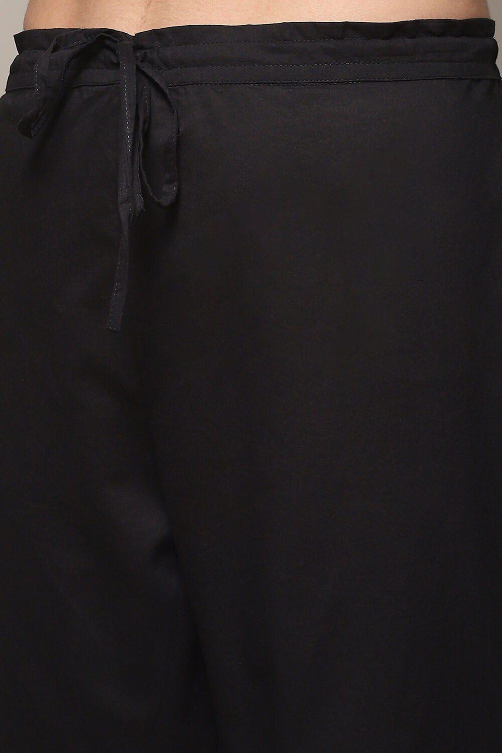 Black Cotton Straight Kurta Palazzo Suit Set image number 3