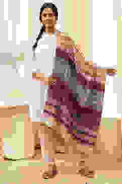 Beige Cotton Blend Dupatta image number 4