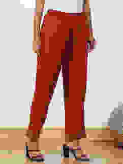 Rust Solid Mid-Rise Straight Palazzo Pants image number 3