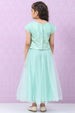 Turquoise Viscose Lehenga Set image number 4