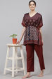 Navy Straight Cotton Two Piece Printed Sleepwear Set image number 5