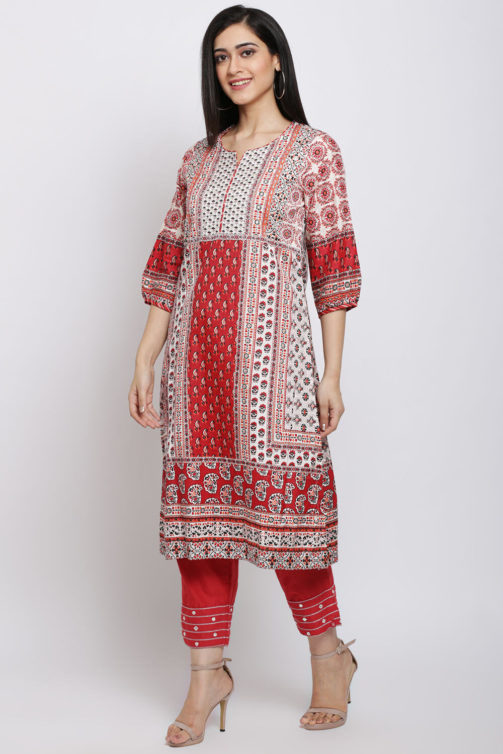 Ivory Viscose A Line Kurta image number 3