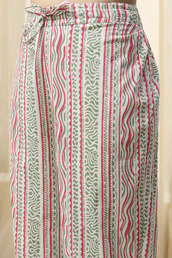 Green Cotton Screen Print Unstitched Suit Set image number 3