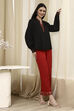 Red Dyed Straight Palazzos image number 0