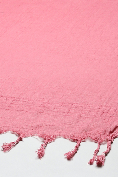 Peach-Colored Cotton Embroidered Unstitched Suit set image number 4