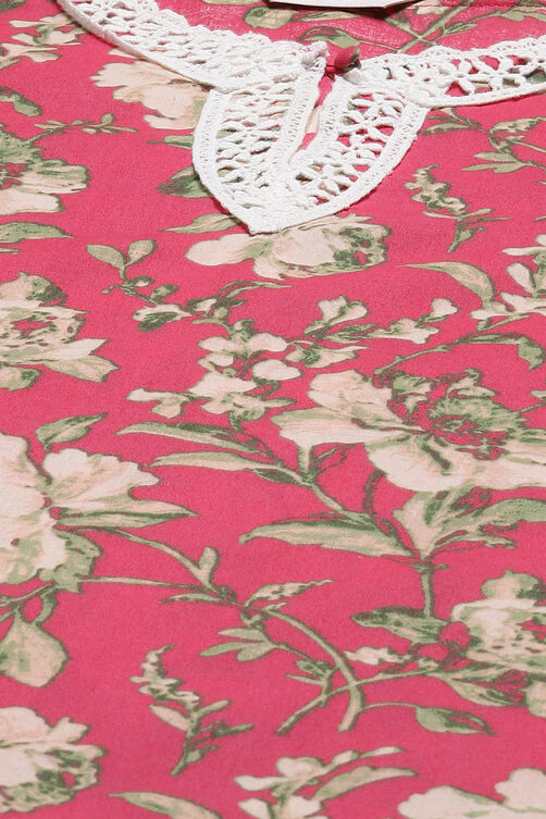 Pink Cotton Floral Straight Co-ord Set image number 1