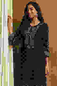 Black Jacquard Straight Set image number 1