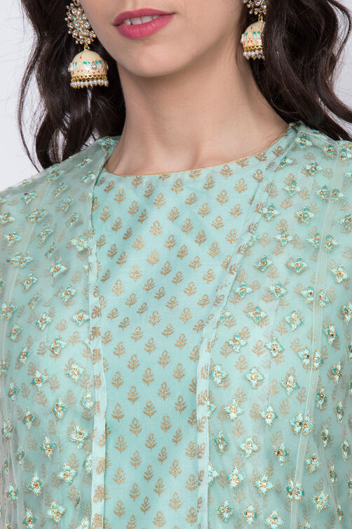 Sea Green Chanderi Fusion Wear Set image number 1