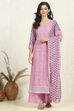 Purple Cotton Unstitched Suit Set image number 7