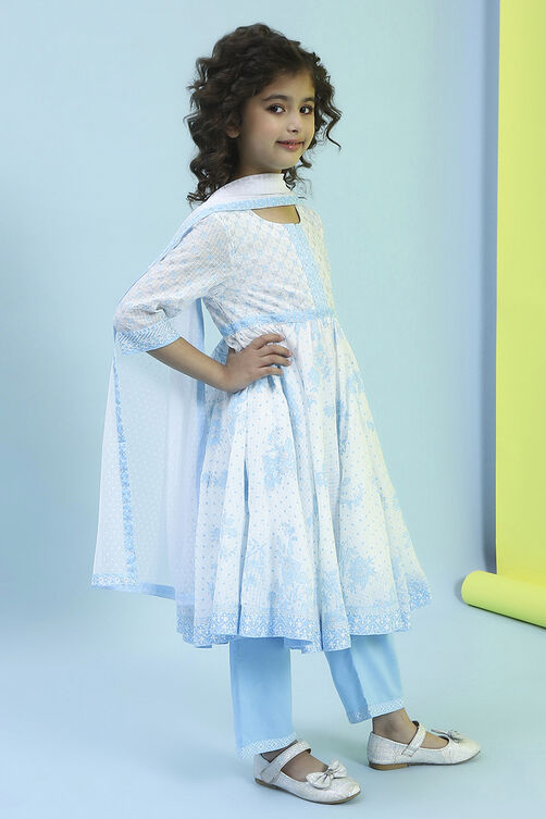 White Cotton Gathered Suit Set image number 5