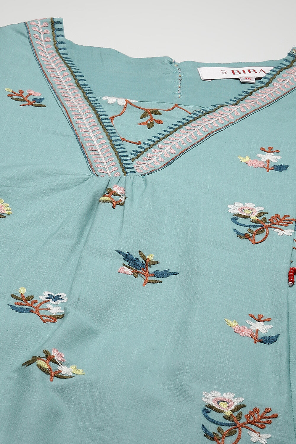 Sap Green Cotton Gathered Kurta Pants Suit Set image number 1