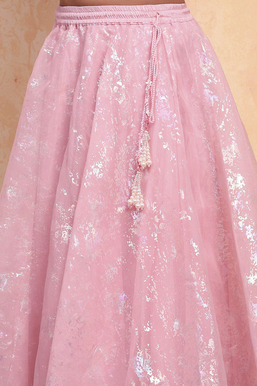 Pastel Pink Shantoon Blouse Lehenga Set image number 2