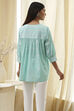 Aqua Cotton Straight Shirt-Style Short Kurta image number 3