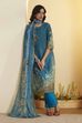 Turquoise Cotton Straight Printed Kurta Ankle Length Suit Set image number 0