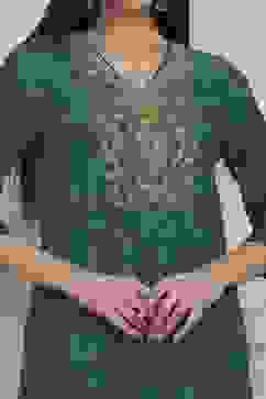 Green Modal Straight Suit Set image number 1