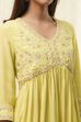 Lime Modal Blend Embroidered Gathered Suit Set image number 1