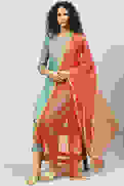 Red Art Silk Yarndyed Dupatta image number 0