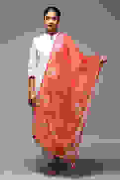 Coral Cotton Blend Printed Scarf image number 0