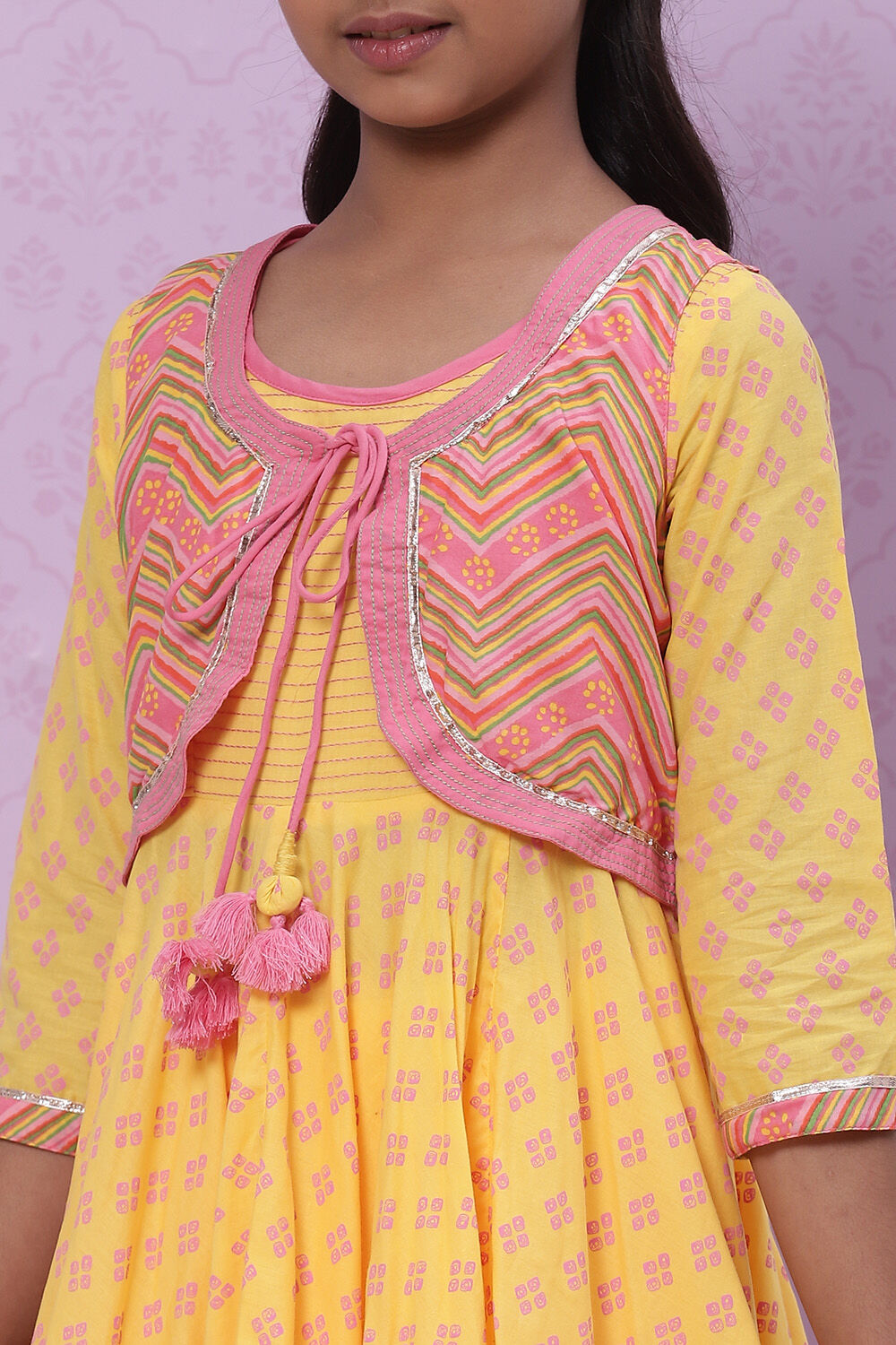 Yellow Cotton Anarkali Suit image number 2