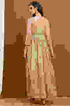 Gold-Toned Net Embroidered Festive Sharara Fusion Set image number 4