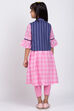 Pink Cotton Yarndyed A-Line Kurta Leggings Set image number 5