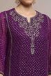 Purple Viscose Straight Printed Suit Set image number 1