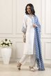 White Cotton Straight Suit Set image number 5