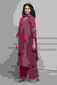 Red Cotton Printed Straight Suit Set image number 3