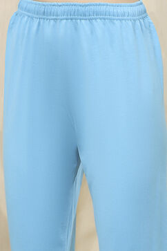 Blue Poly Chanderi Straight Suit Set image number 2