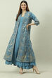 Charcoal Art Silk with Cape Printed Dress image number 7