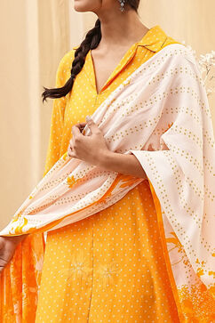 Yellow Bandhani Printed A-Line Suit Set image number 1