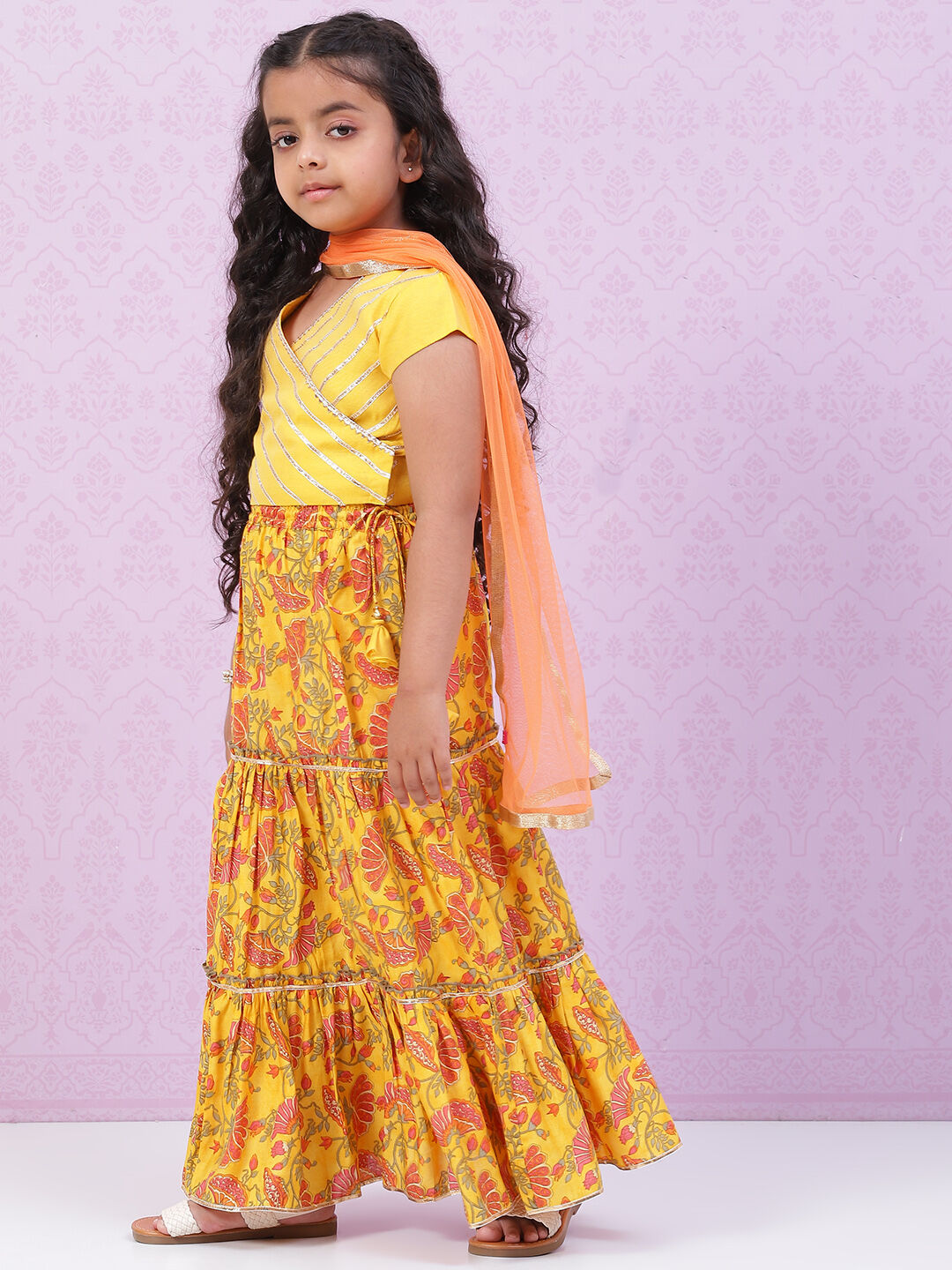Yellow Art Silk Lehenga Set image number 5
