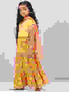 Yellow Art Silk Lehenga Set image number 5
