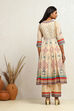 Ecru Cotton Geometric Printed Anarkali Suit Set image number 4