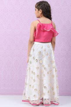 Peach Art Silk Layered Lehenga Set image number 4