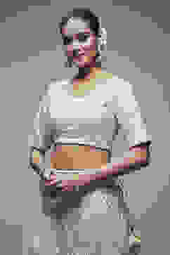 Beige Nylon Lehenga Set image number 5