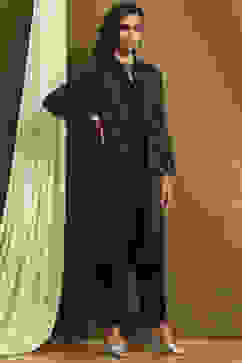 Black Polyester Straight Kurta Pants Set image number 5