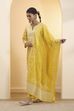 Yellow Silk Chanderi Printed Straight Kurta Set image number 3