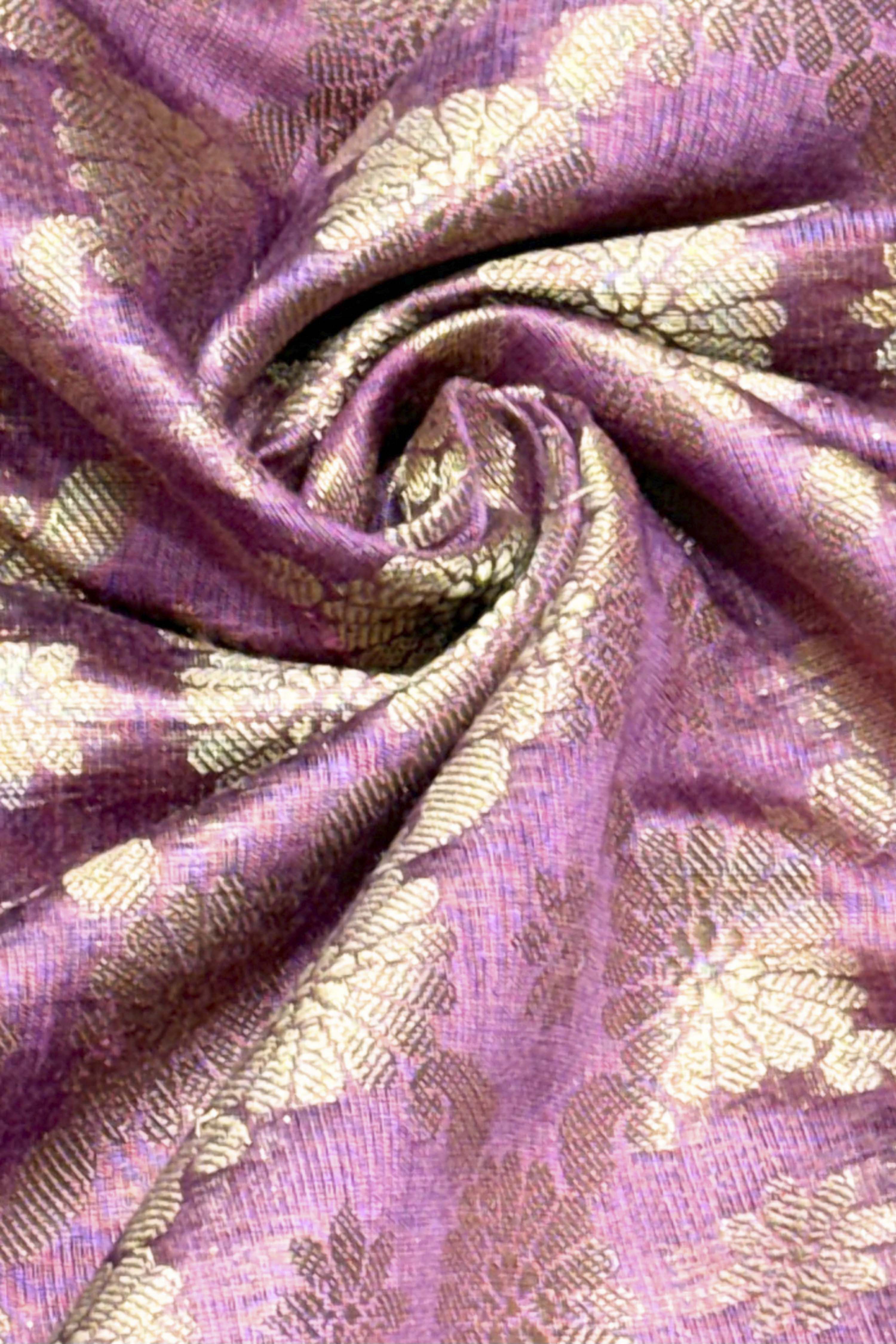 Purple Chanderi Banarsi Weave Unstitched Suit Set image number 2