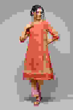 Coral Cotton Straight Kurta Palazzo Suit Set image number 0