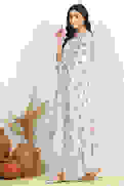 White and Red Cotton Embroidered Unstitched Suit Set image number 4