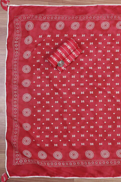 Red Cotton Unstitched Suit Set image number 2
