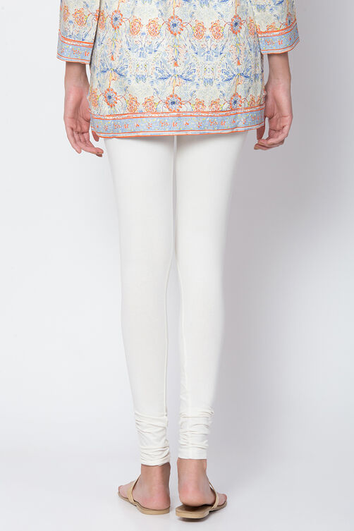 White Cotton Blend Dyed Churidar image number 3