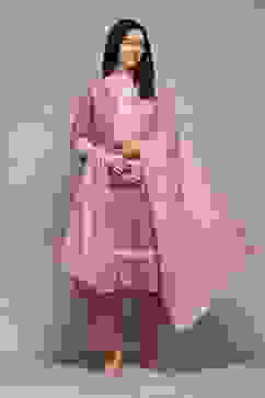 Pink Cotton Blend Straight Kurta Palazzo Suit Set image number 7