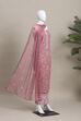 Pink Cotton Printed Embroidered Unstitched Suit Set image number 4