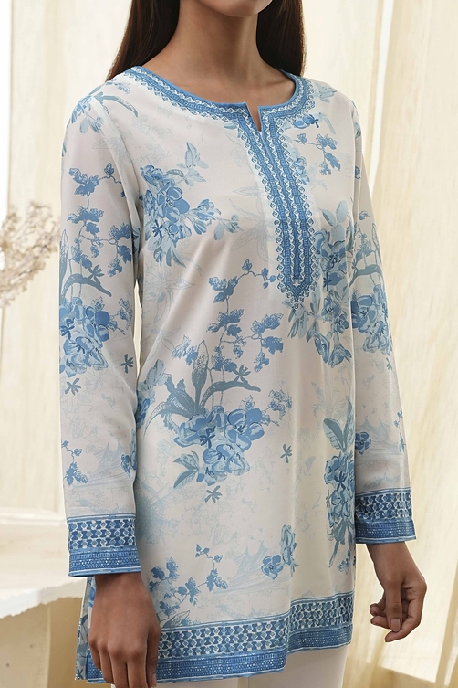 Off White Straight Short Kurta image number 1